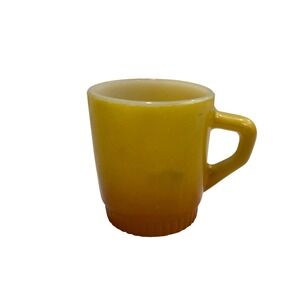 Vintage Fire-King Yellow Orange Ombre Milk Glass Mug Anchor Hocking USA